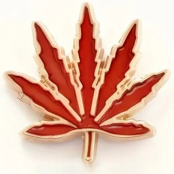 LEAF PIN Set of 3 Charm Bag Metal Enamel Backpack Boho Raggae Style Ganja GIFT - Picture 4 of 5